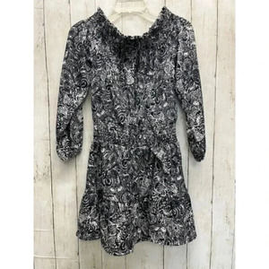 Michael Kors Petite S Midnight Blue Long Sleeve Off-Shoulder Flared Dress